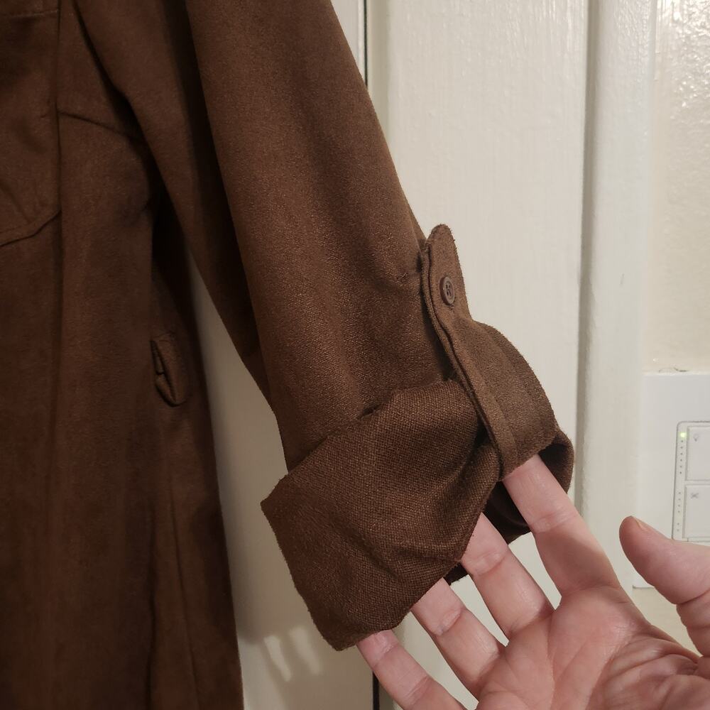 Passport Faux Suede Shirt Dress Womens Lrg, Fluid, Soft Fabric, Missing Belt - Picture 5 of 10